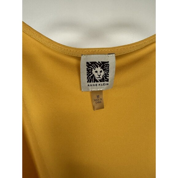 Anne Klein Women Wrap Top Size Medium Mustard Yellow Gold Accents - Picture 6 of 7